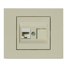Розетка комп'ютерна (CAT6) кремова GRANO